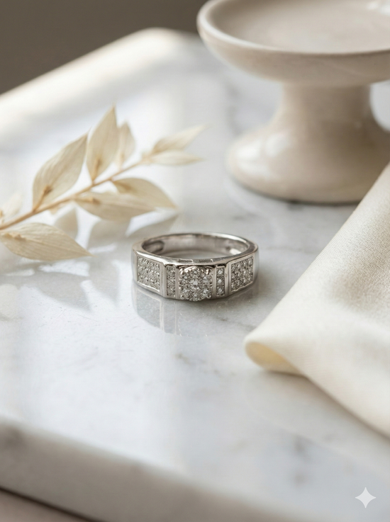 The Modern Power Cluster Ring in White Gold