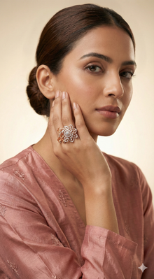 The Asymmetrical Champagne Floral Statement Ring