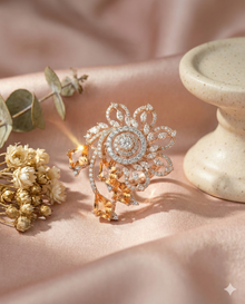 The Asymmetrical Champagne Floral Statement Ring