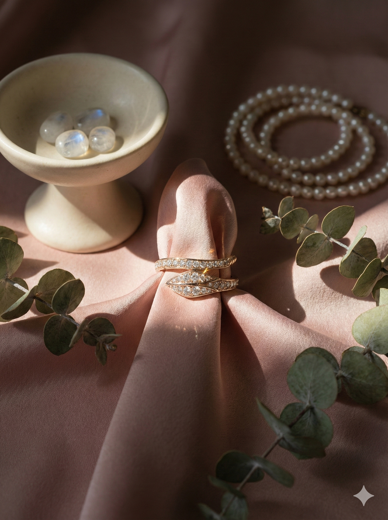 The Diamond Serpent Wrap Ring in Rose Gold