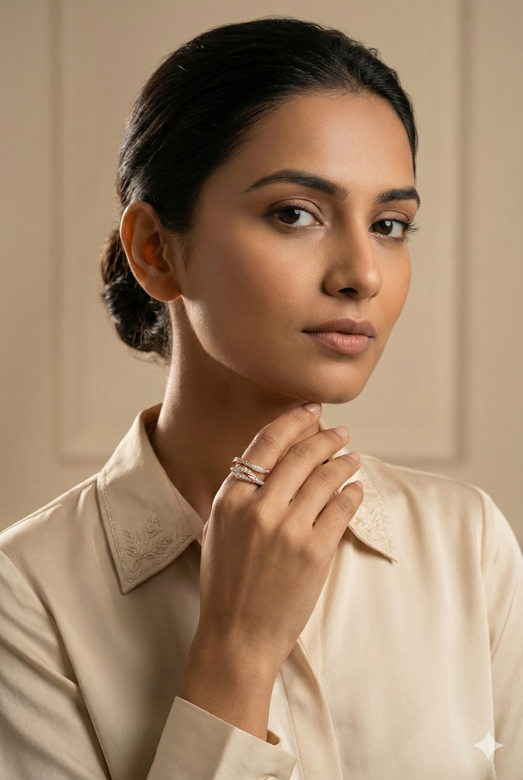 The Diamond Serpent Wrap Ring in Rose Gold