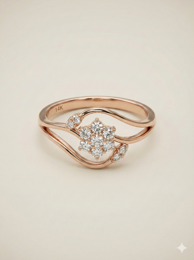 The Blooming Floral Swirl Ring in Rose Gold