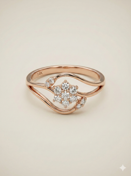 The Blooming Floral Swirl Ring in Rose Gold