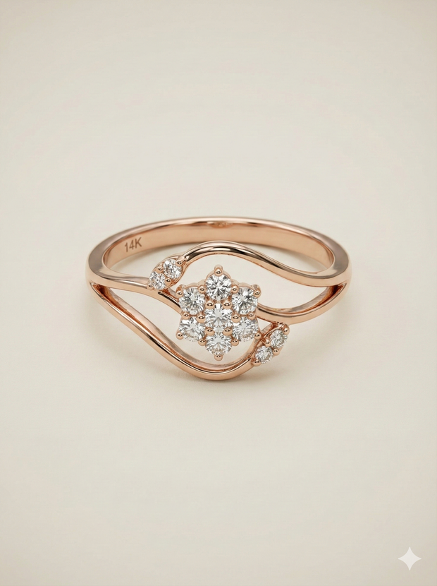 The Blooming Floral Swirl Ring in Rose Gold