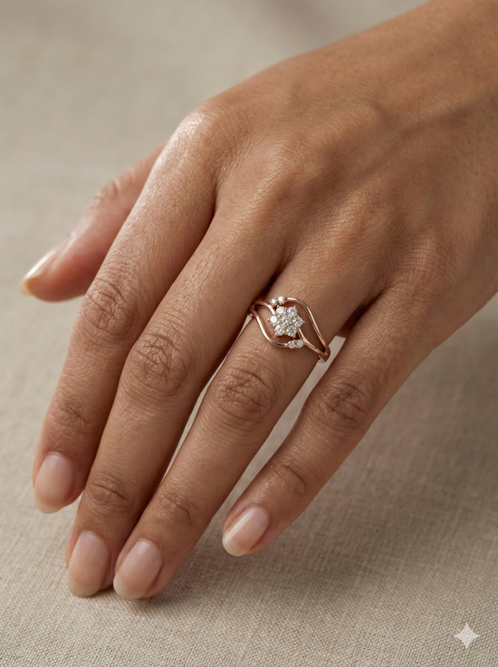 The Blooming Floral Swirl Ring in Rose Gold