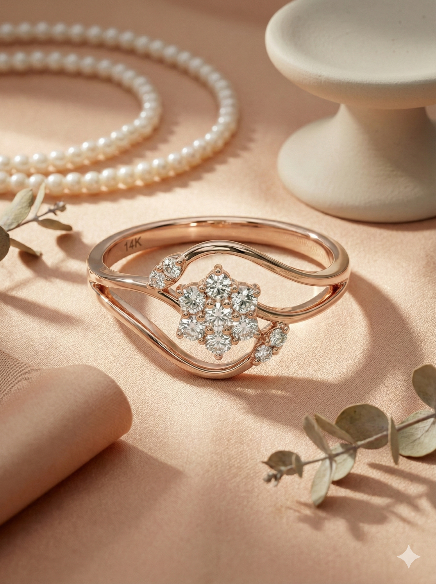 The Blooming Floral Swirl Ring in Rose Gold
