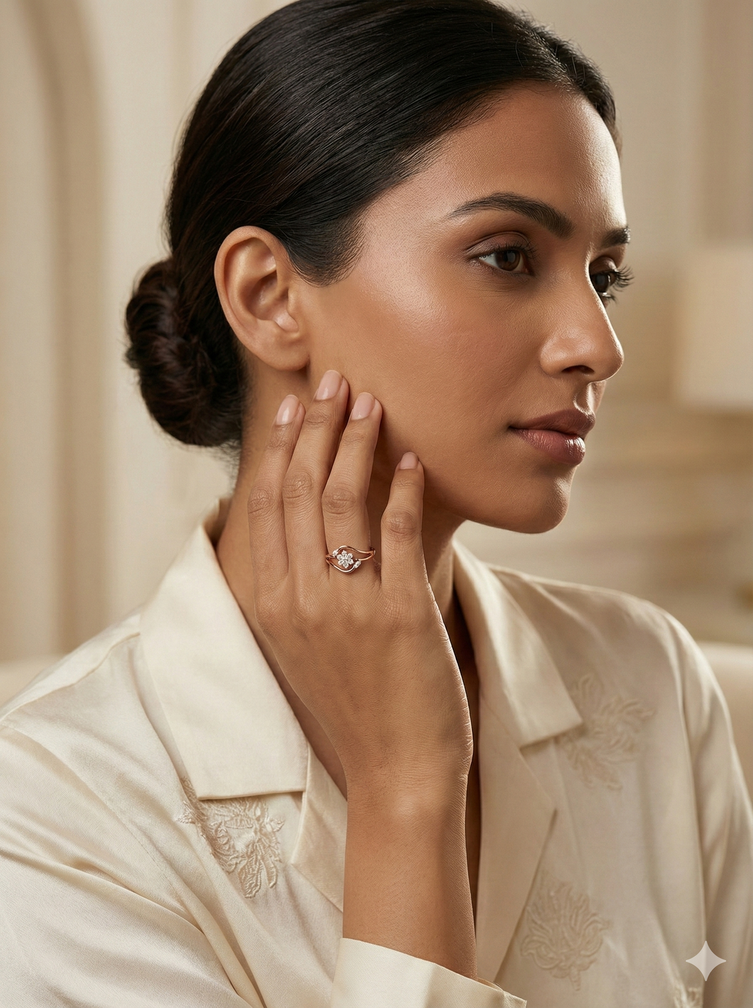 The Blooming Floral Swirl Ring in Rose Gold