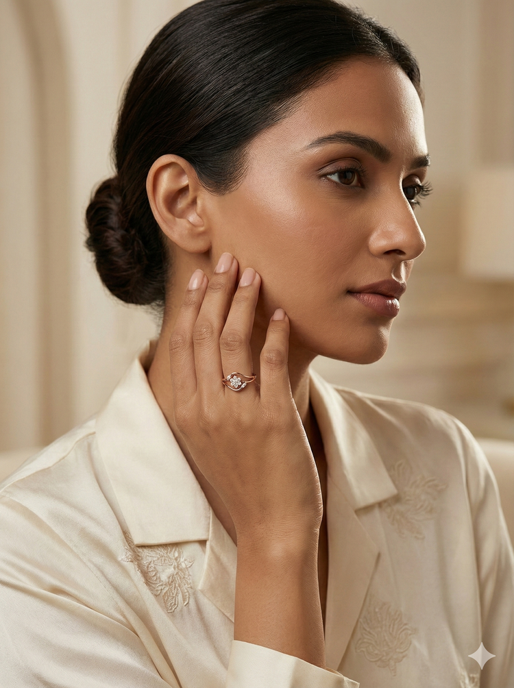 The Blooming Floral Swirl Ring in Rose Gold