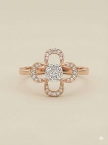 The Satin Petal Diamond Flower Ring in 14KT Rose Gold