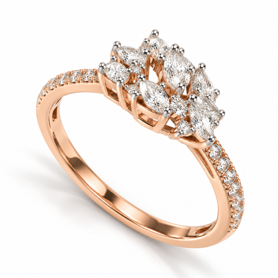 Solitaire Diamond Layered Ring for Women in 14KT Gold