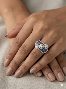 The Geometric Sapphire Honeycomb Ring in Rose Gold