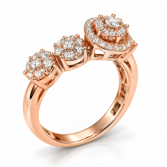 Sparkling Diamond Halo Ring for Women in 14KT Gold