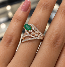 & Diamond Vintage-Inspired Ring for Women in 14KT Gold