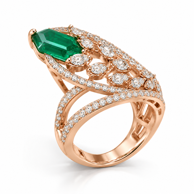 & Diamond Vintage-Inspired Ring for Women in 14KT Gold
