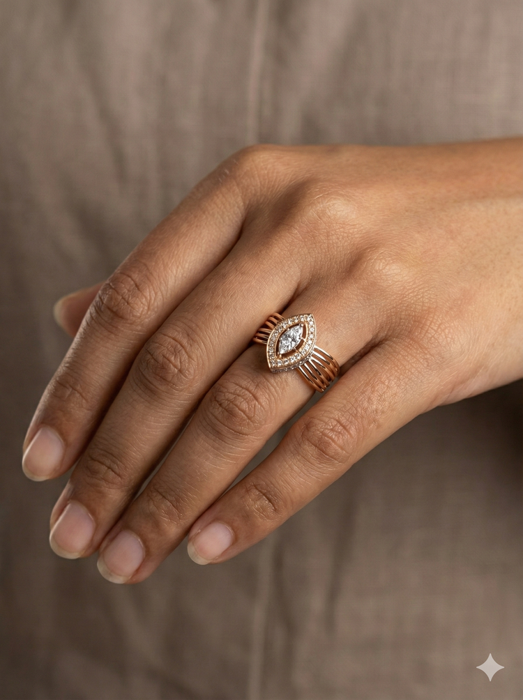The Modern Marquise Multi-Strand Ring in Rose Gold