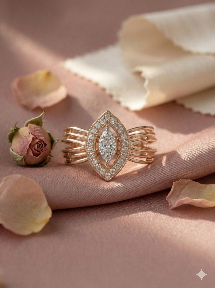 The Modern Marquise Multi-Strand Ring in Rose Gold