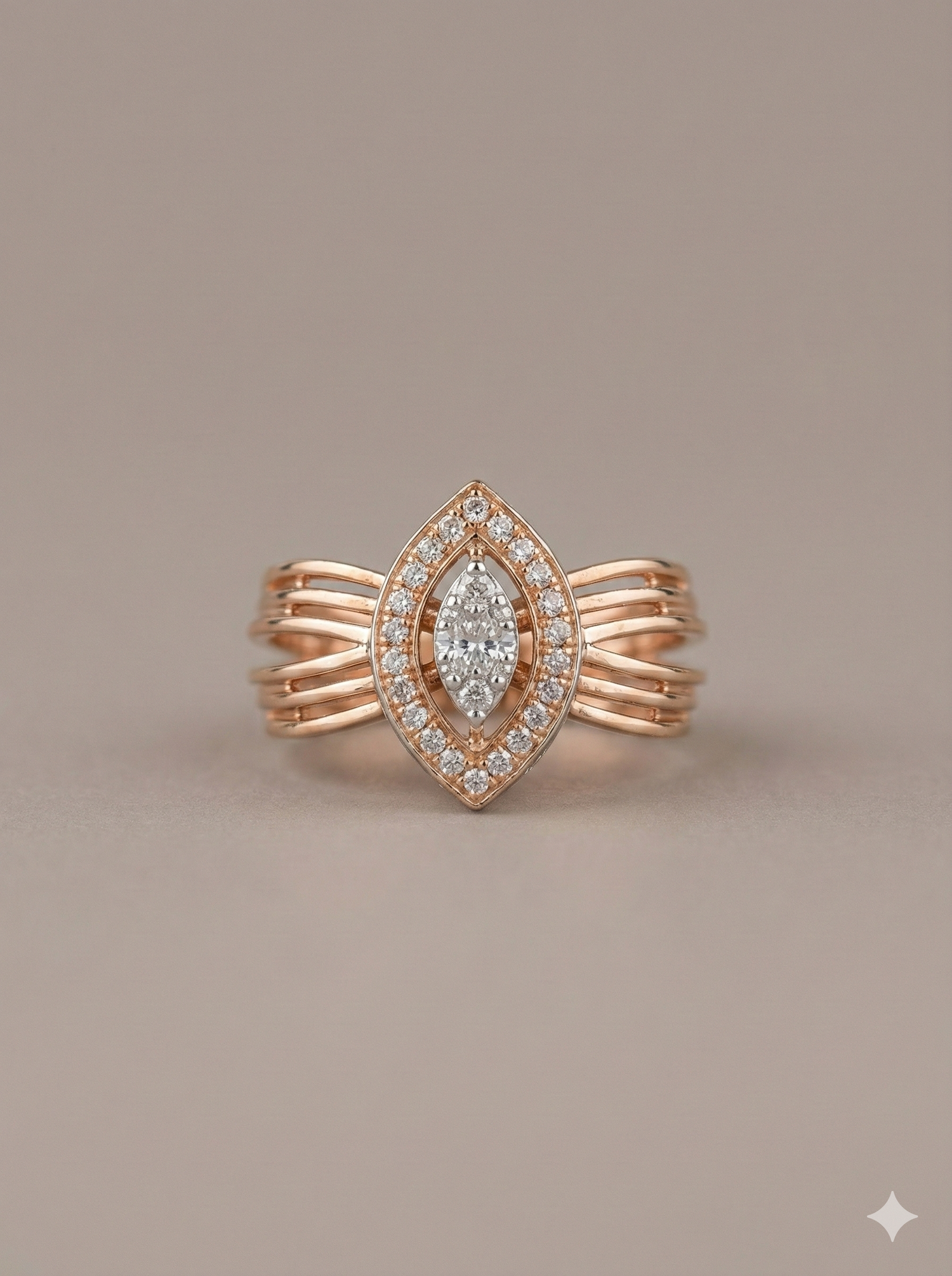 The Modern Marquise Multi-Strand Ring in Rose Gold