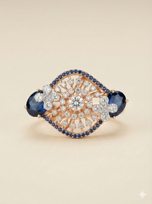 The Vintage Sapphire Lace Statement Ring in Rose Gold