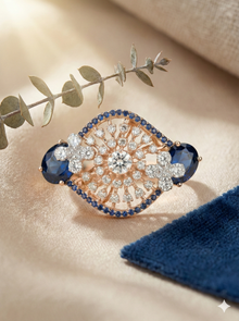 The Vintage Sapphire Lace Statement Ring in Rose Gold
