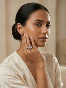 The Vintage Sapphire Lace Statement Ring in Rose Gold