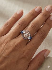 The Vintage Sapphire Lace Statement Ring in Rose Gold