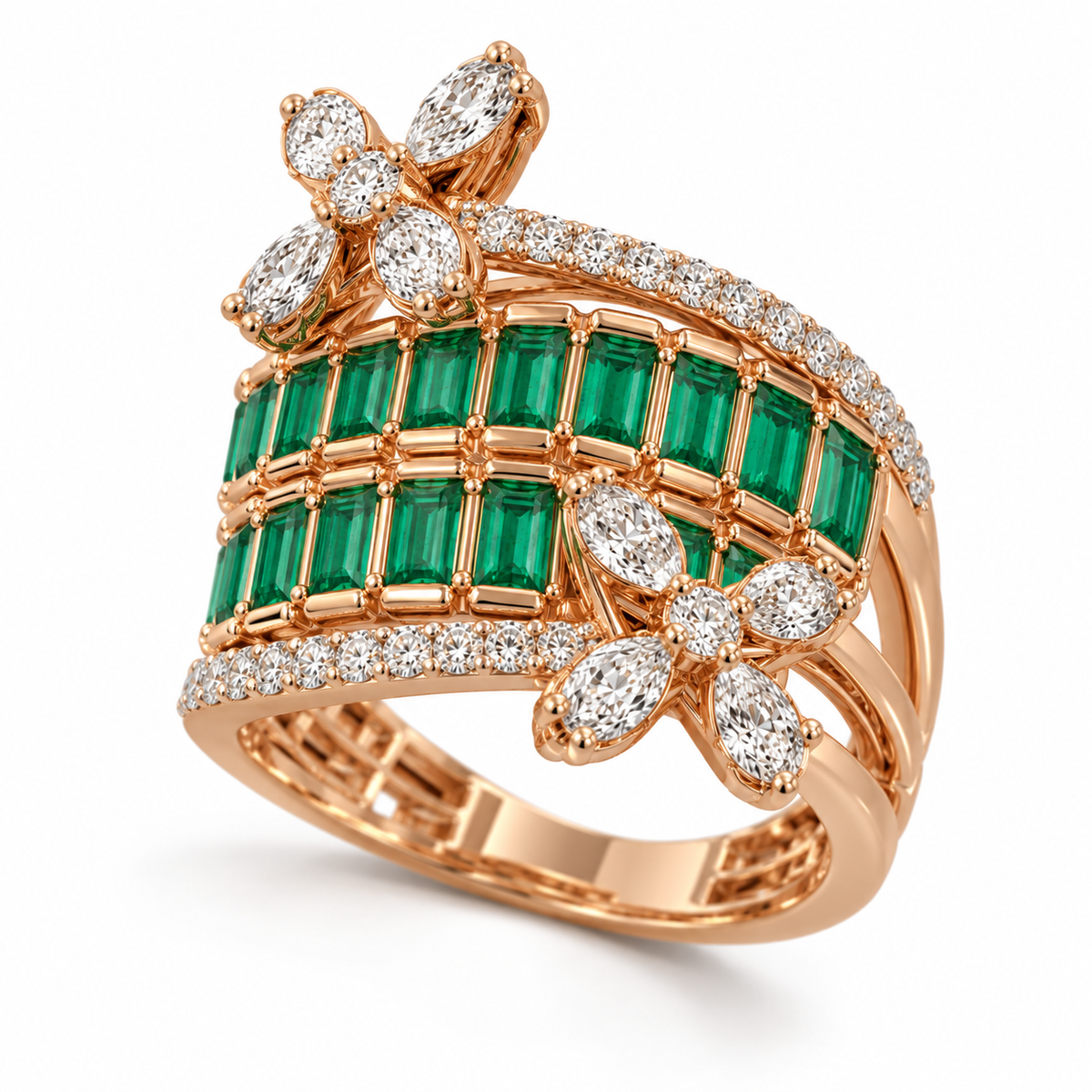 Diamond-Studded Gold Cluster Ring for Women in 14KT Gold