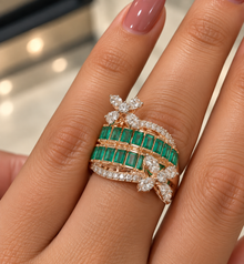 Diamond-Studded Gold Cluster Ring for Women in 14KT Gold