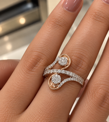 Pave Diamond Contemporary Ring for Women in 14KT Gold