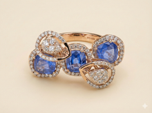 The Dancing Sapphire & Diamond Petal Ring in Rose Gold