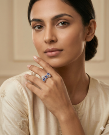 The Dancing Sapphire & Diamond Petal Ring in Rose Gold