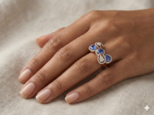 The Dancing Sapphire & Diamond Petal Ring in Rose Gold