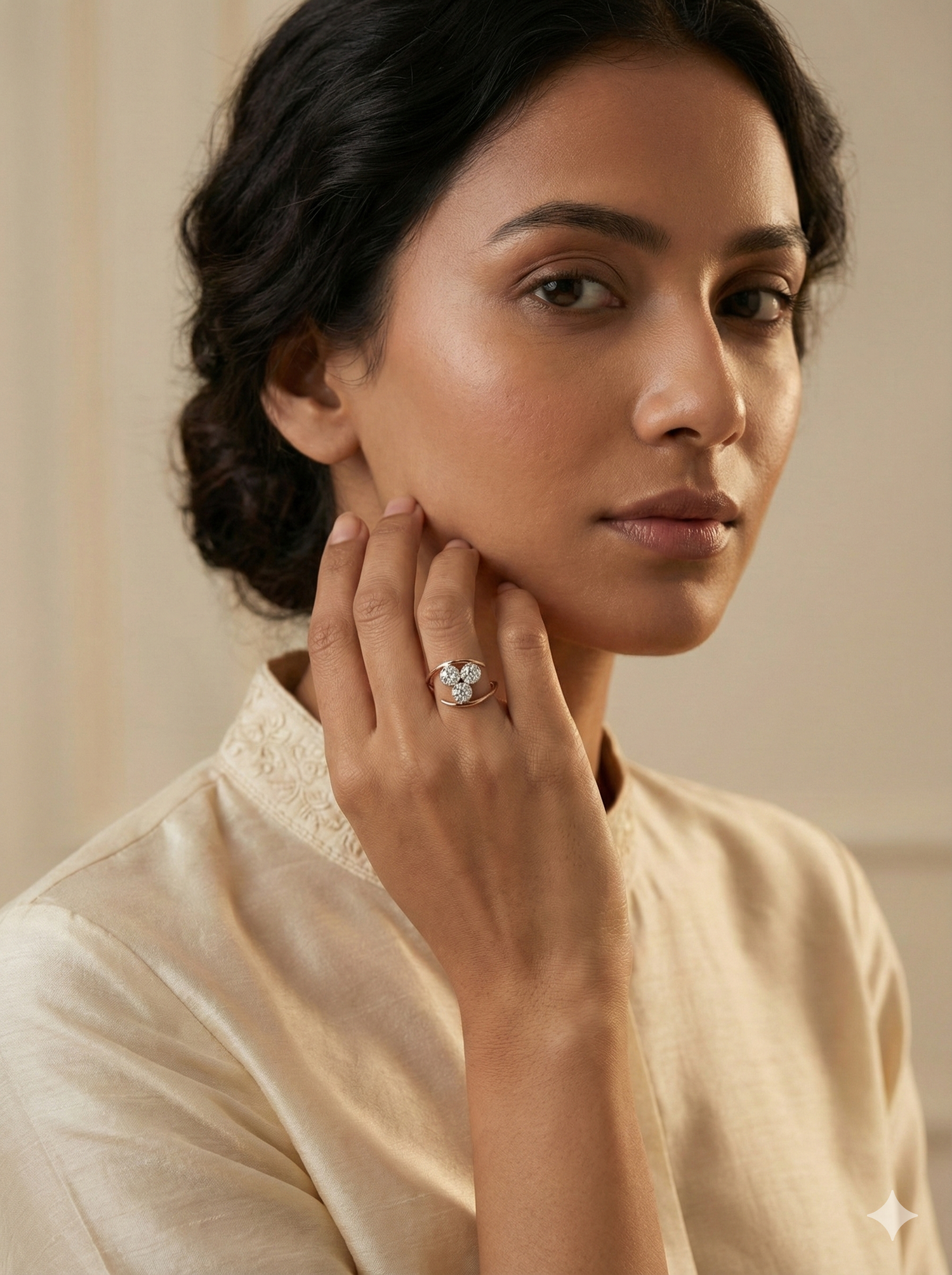 The Modern Trio Open Bypass Ring in Rose Gold