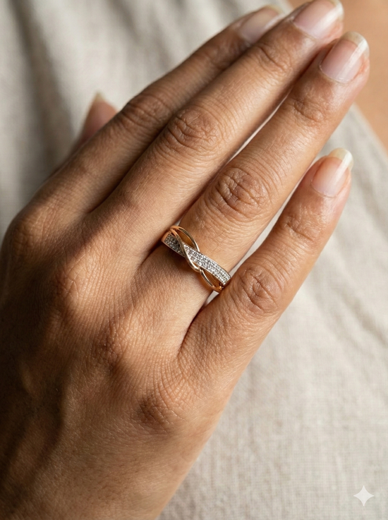 The Rose Gold Infinity Crossover Diamond Ring