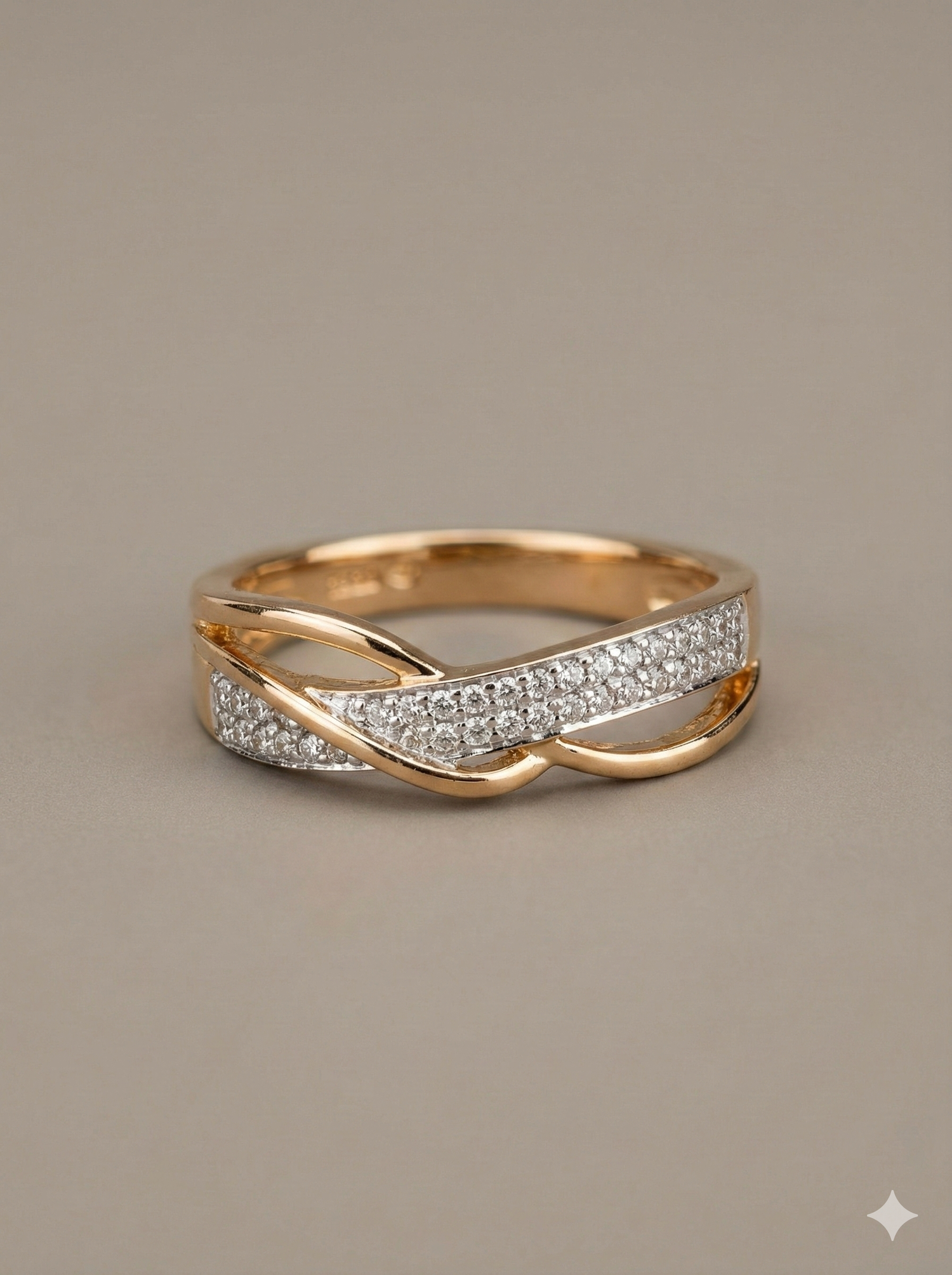 The Rose Gold Infinity Crossover Diamond Ring