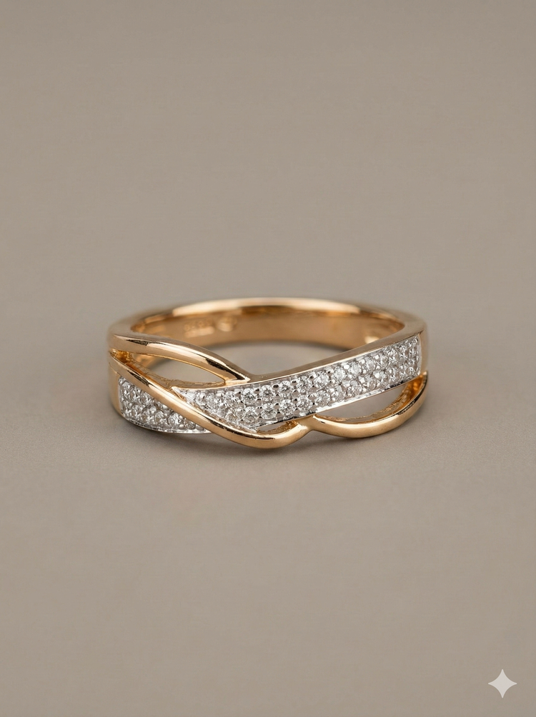 The Rose Gold Infinity Crossover Diamond Ring