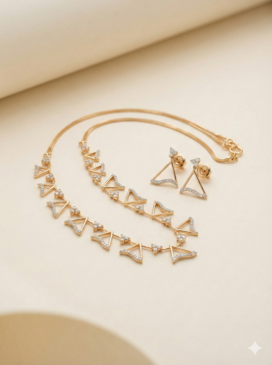 The Geometric Elegance Diamond Necklace Set