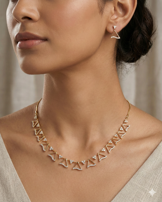 The Geometric Elegance Diamond Necklace Set