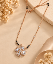 Diamond-Embellished Gold Cluster Mangalsutra for Women in 14KT Gold
