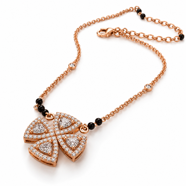 Diamond-Embellished Gold Cluster Mangalsutra for Women in 14KT Gold