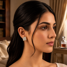 Diamond-Embellished Gold Cluster Stud Earrings for Women in 14KT Gold
