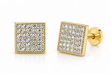 Diamond-Embellished Gold Cluster Stud Earrings for Women in 14KT Gold