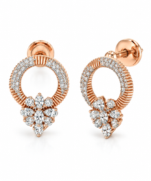 Diamond-Accented Gold Vintage-Inspired Stud Earrings for Women in 14KT Gold