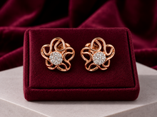 Diamond-Embellished Gold Geometric Stud Earrings for Women in 14KT Gold