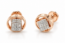 Diamond Halo Gold Textured Stud Earrings for Women in 14KT Gold