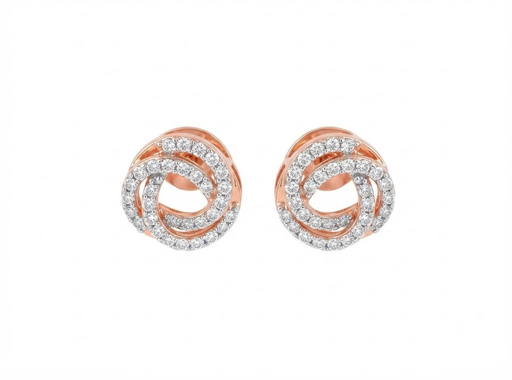 Pave Diamond Halo Stud Earrings for Women in 14KT Gold