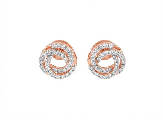 Pave Diamond Halo Stud Earrings for Women in 14KT Gold