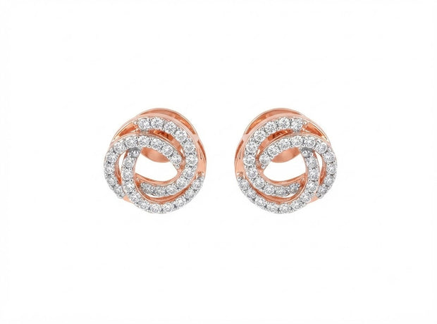 Pave Diamond Halo Stud Earrings for Women in 14KT Gold