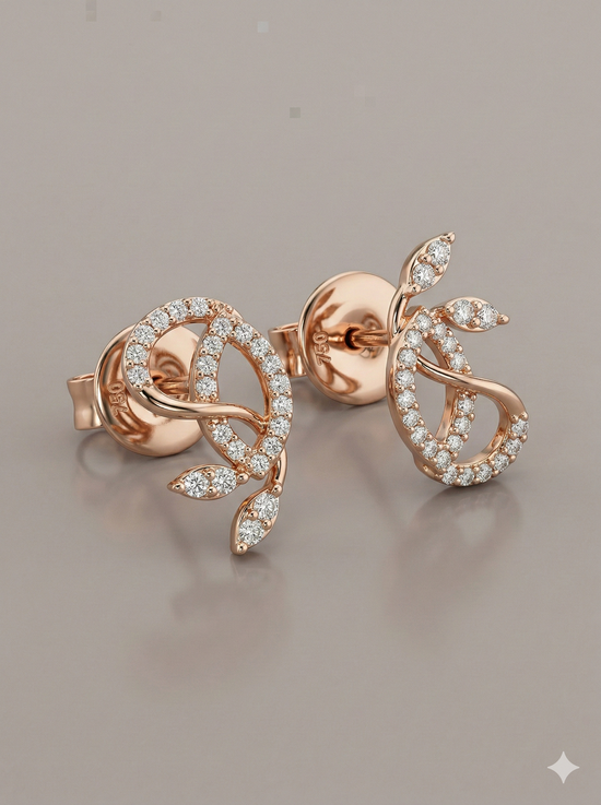 The Diamond Leaf Swirl Earrings