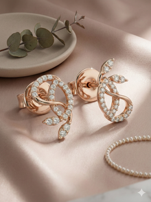 The Diamond Leaf Swirl Earrings