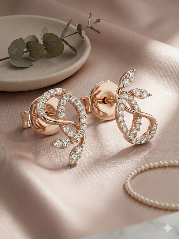 The Diamond Leaf Swirl Earrings